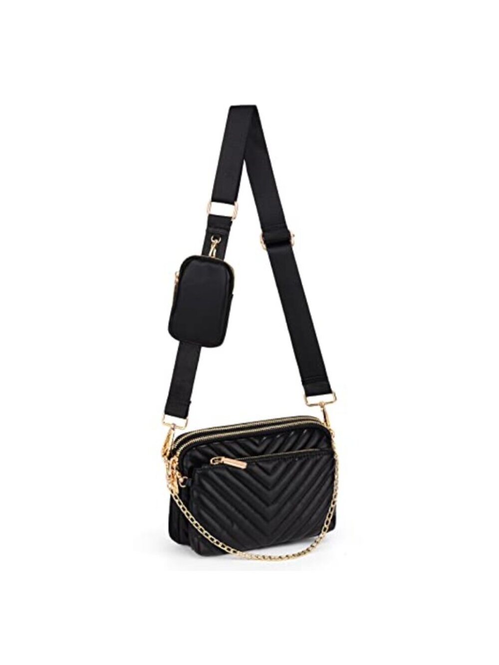 Synthetic Washed Leather Crossbody Bag 3 in 1 Multipurpose Shoulder Purse